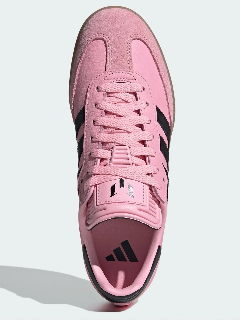 adidas Samba MESSI SOCCER Pink with Black Stripes and Gum Sole 8.5 men/9.5 women